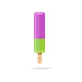 Fruity popsicle on wood stick violet and red color