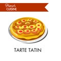 Fruity tarte tatin from french cuisine isolated illustration