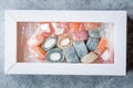 Fruity Turkish Delight Roll Shaped in Pastic Box / Container or Package. Royalty Free Stock Photo