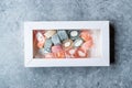 Fruity Turkish Delight Roll Shaped in Pastic Box / Container or Package. Royalty Free Stock Photo