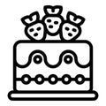 Fruity wedding cake icon outline vector. Strawberry creamy dessert