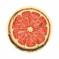 Fruity Woodcut-inspired Grapefruit Slice Illustration With Rustic Textures Royalty Free Stock Photo