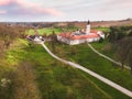 Fruska Gora National Park, Krusedol Monastery Aerial view, Serbia