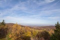 Panorama of Fruska gora mountains, from a top of a hill, with mounts covered with trees wih yellow leaves, typical from Autumn.