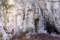 A religious place carved in the rock. Royalty Free Stock Photo