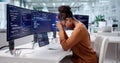 The Frustrated African American Software Engineer Felt Overwhelmed Royalty Free Stock Photo