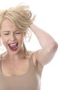 Frustrated Angry Cross Young Woman Screaming Royalty Free Stock Photo