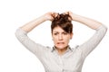 Frustrated angry woman tearing hair on his head Royalty Free Stock Photo