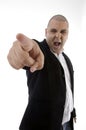 Frustrated businessman shouting and pointing Royalty Free Stock Photo