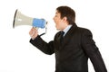 Frustrated businessman yelling through megaphone Royalty Free Stock Photo