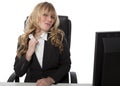 Frustrated businesswoman loosening her collar Royalty Free Stock Photo