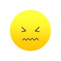 Frustrated emoji, yellow face. Annoyed displeased expression. Simple dissatisfaction icon. Vector illustration. EPS 10. Royalty Free Stock Photo