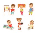 Frustrated Kids Experiencing Their Failures and Mistakes Vector Set