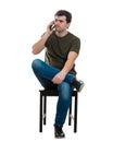 Frustrated man phone talking Royalty Free Stock Photo