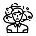 frustrated person stress headache line icon vector illustration
