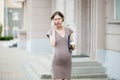 Frustrated pregnant business woman on phone Royalty Free Stock Photo