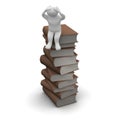 Frustrated and stack of books Royalty Free Stock Photo