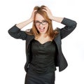 Frustrated and stressed young businesswoman. Royalty Free Stock Photo
