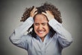 Frustrated stressed young woman having headache bad day Royalty Free Stock Photo