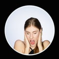 frustrated woman face anxiety attack girl yelling Royalty Free Stock Photo