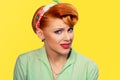 Frustrated woman cute.retro style.face expression Royalty Free Stock Photo