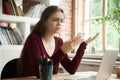 Annoyed frustrated woman having problem with not working mobile Royalty Free Stock Photo