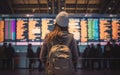 Woman Looking At Arrival and Departure Board