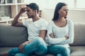 Frustrated young couple quarreled. Family quarrel. Royalty Free Stock Photo