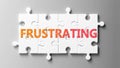 Frustrating complex like a puzzle - pictured as word Frustrating on a puzzle pieces to show that Frustrating can be difficult and