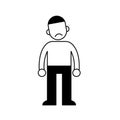 Frustration, depression, anxiety. Unhappy man minimal black and white outline icon. Flat vector illustration. Isolated Royalty Free Stock Photo