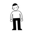 Frustration, depression, anxiety. Unhappy man minimal black and white outline icon. Flat vector illustration. Isolated Royalty Free Stock Photo