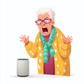 Frustration Meets Technology Elderly Persons Interaction with Smart Speaker A Look at Age Gap in Technology Adoption Royalty Free Stock Photo