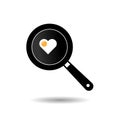 frying pan with egg heart solid flat vector icon Royalty Free Stock Photo