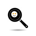 frying pan with egg smiley solid flat vector icon Royalty Free Stock Photo