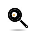 frying pan with egg solid flat vector icon Royalty Free Stock Photo