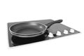 Fry pan on ceramic cooktop isolated Royalty Free Stock Photo