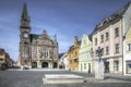 Frydlant city central square with town hall, Czechia