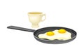 Fryed egg and cup of coffee. Breakfast food. Morning time concept cartoon vector illustration Royalty Free Stock Photo