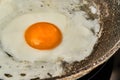 Fryed egg on frying pan Royalty Free Stock Photo