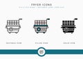 Fryer icons set vector illustration with solid icon line style. Potato fried basket concept. Royalty Free Stock Photo