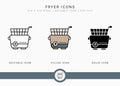 Fryer icons set vector illustration with solid icon line style. Potato fried basket concept. Editable stroke icon on isolated Royalty Free Stock Photo