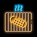 frying bread neon glow icon illustration