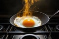 Frying a Homemade Delicious Breakfast Egg. AI Generated