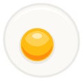 Frying egg icon. Traditional breakfast food top view