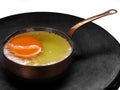 Frying an egg (in a miniature pan) Royalty Free Stock Photo