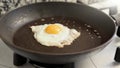 Frying egg in a skillet