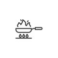 Frying on fire line icon