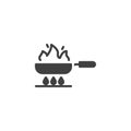Frying on fire vector icon