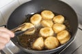 Frying fish cake Royalty Free Stock Photo