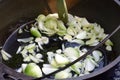 Frying fresh onios